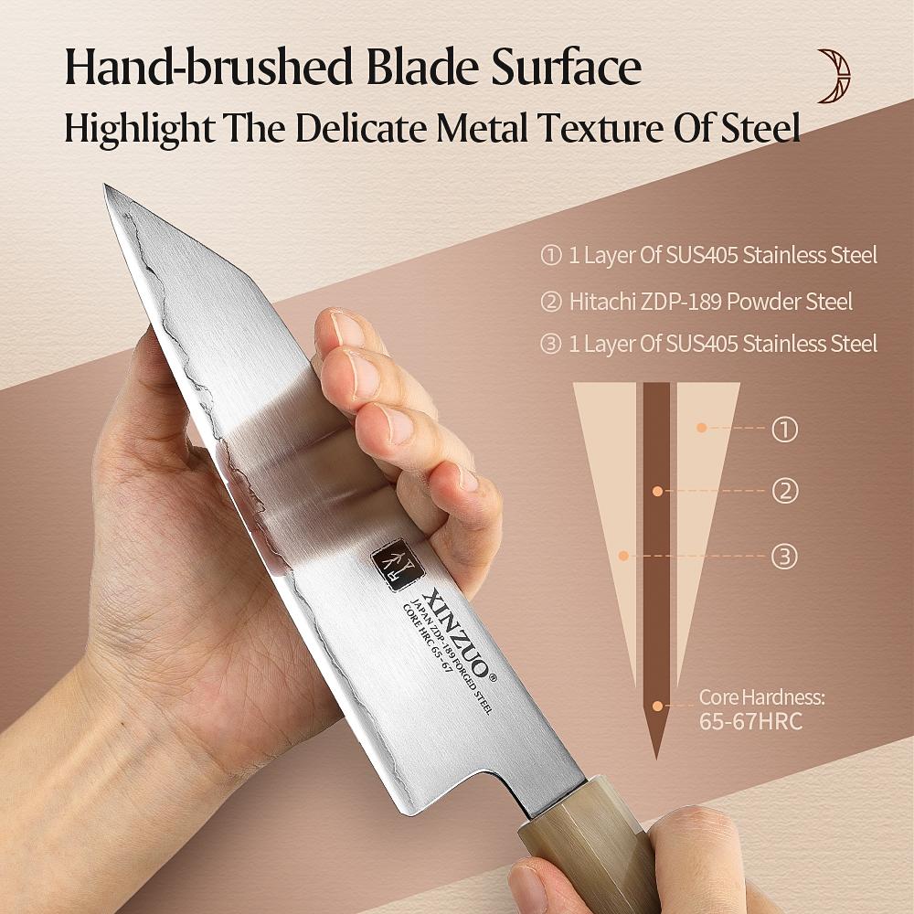 XINZUO 6.5'' Bunka Knife 65-67HRC Stainless Steel Premium Desert Ironwood Handle Ingenious Hand-polished Gift-giving Goodies