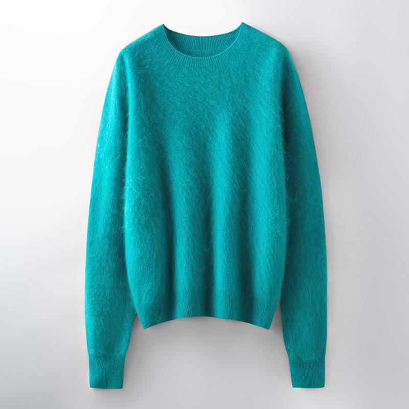 Cozy Autumn/Winter Women's Wool-Blend Brushed Round Neck Long Sleeve Sweater