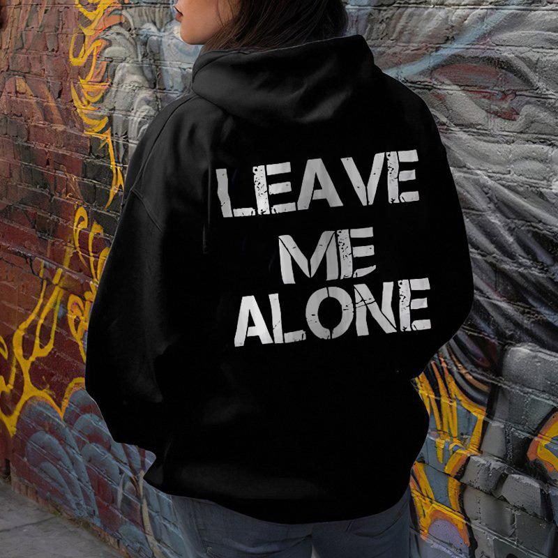 Letterprint Casual Fashion Hooded Women'S Shoulder Sleeve Sweater