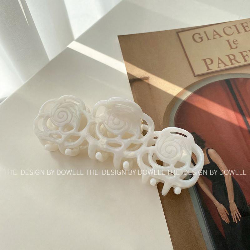 Vintage Style Flower Hair Claw Clip In Colorful Purple And Blush Pink Designs