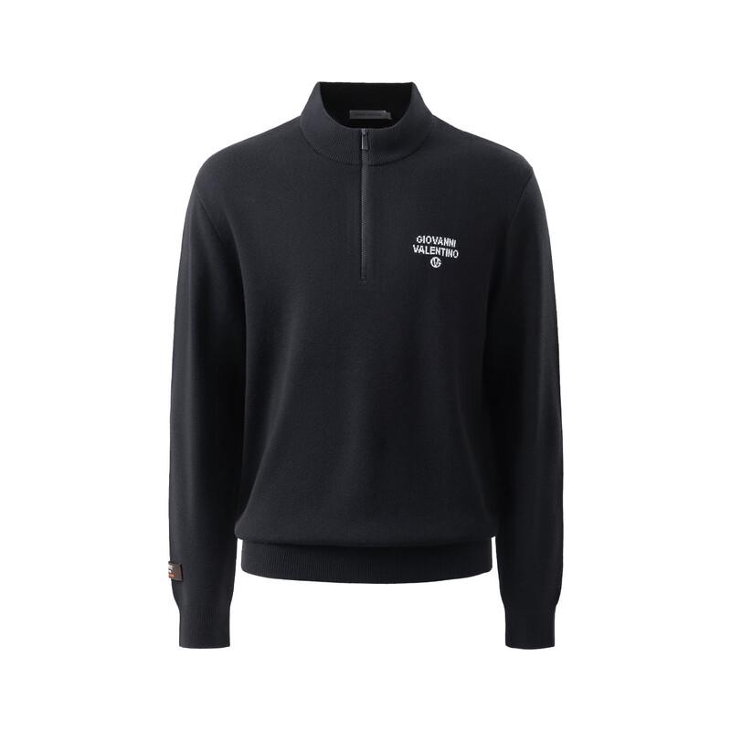 Giovanni Valentino Men's Wool Blend Half-Zip Mock Neck Sweater