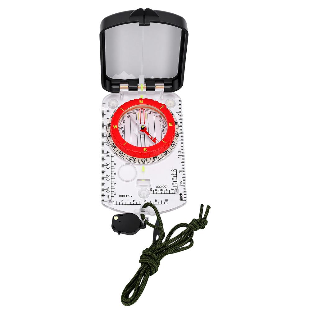 Hiking Survival Compass Adjustable Tilt Angle Precision Compass with LED Light Mirror for Backpacking Camping