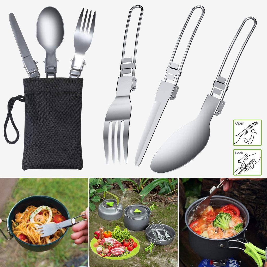 Portable 2-3 Person Outdoor Cookware & Teapot Set for Camping
