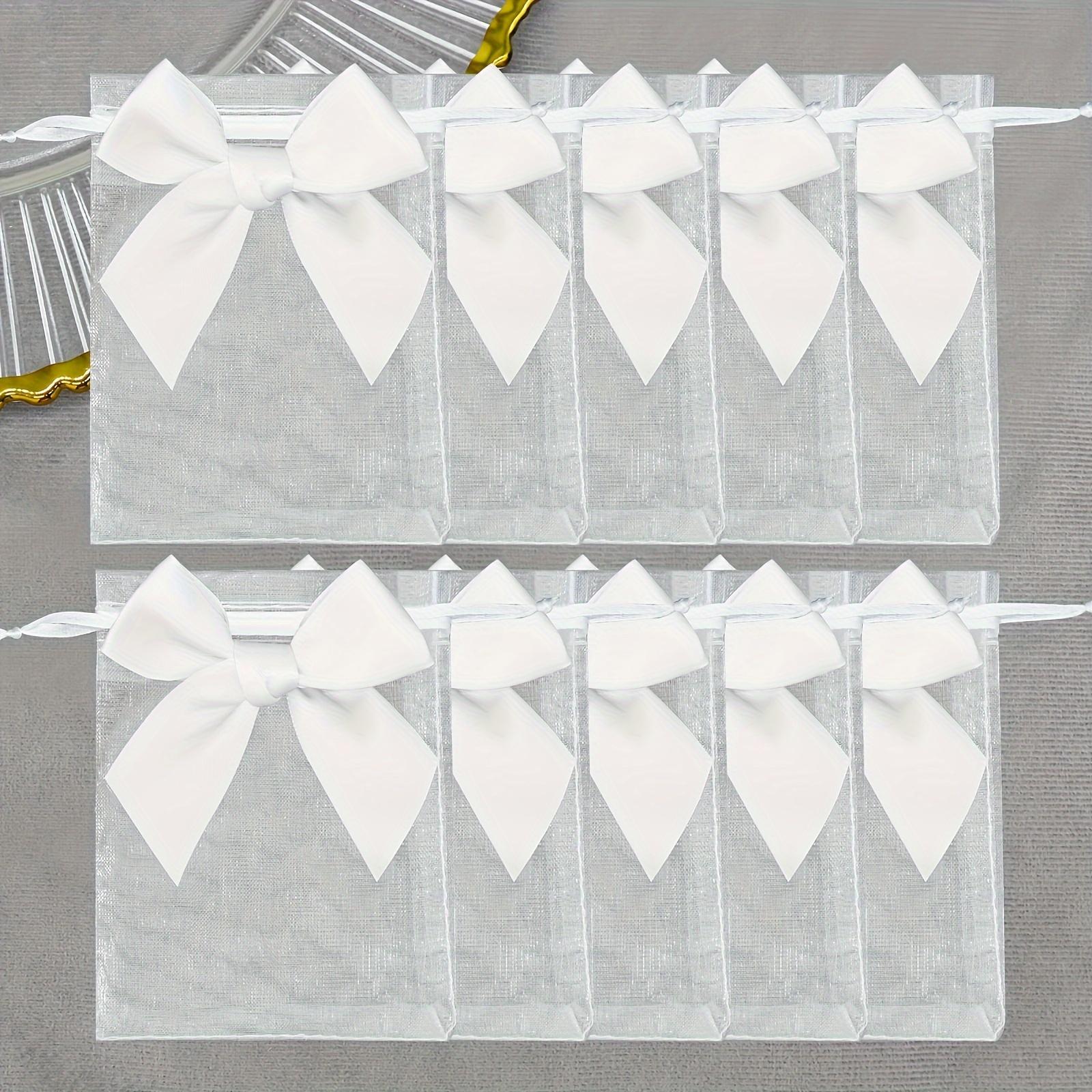 10Pcs Polyester Sheer Organza Jewelry Bags, Drawstring Pouches for Wedding Favor Gift Bags - Party Favor Bags 10pcs белый