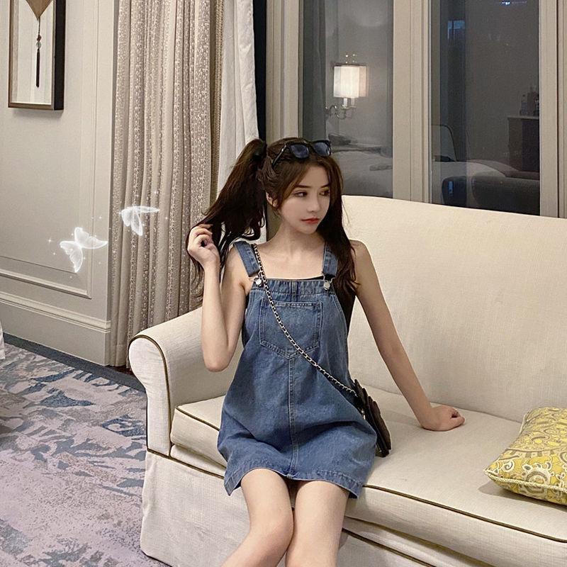 Woman Skirts Summer High Waist Loose Denim Suspender Skirt Women's Jumpsuit Skirt