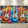 1 Piece of 2D Plane, 2D Plane Printed Background Banner, Colorful Guitar Background Fabric, and Vibrant Decorative Fabric