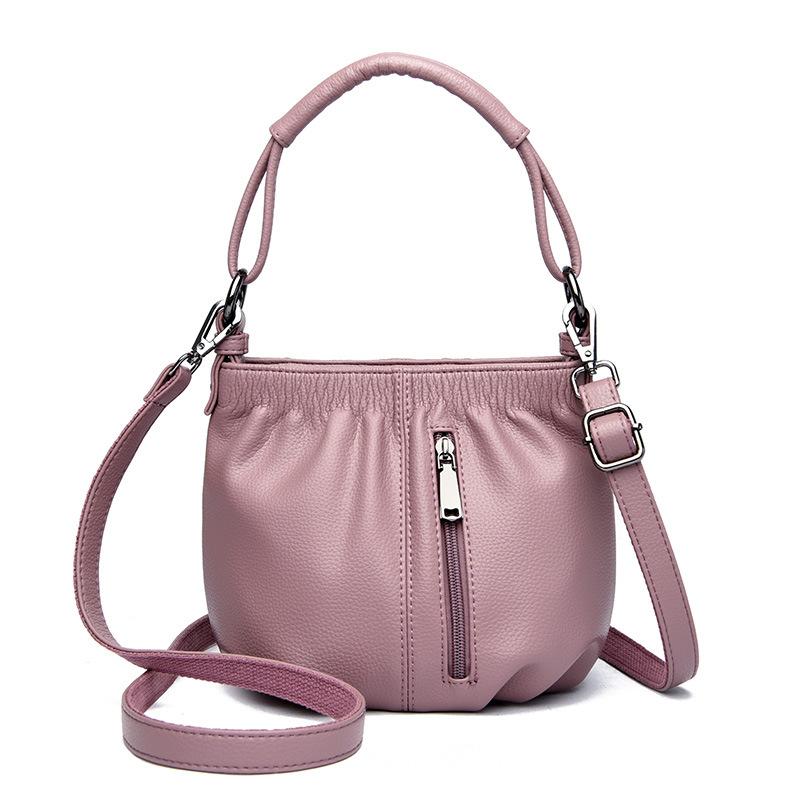 Bag 2025 new fashion bucket bag soft leather middle-aged and elderly women hand bag temperament versatile messenger bag
