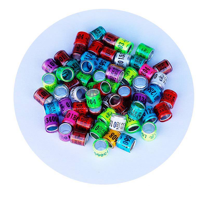 

100 шт. кольцо на лапку голубя, алюминиевый пластик, 8 мм, многоцветное, дополнительное кольцо на лапку птицы с цифрами птицы