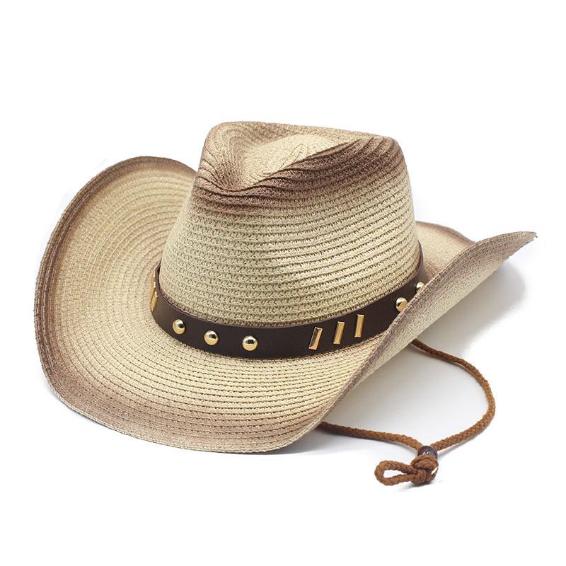 Western Seaside Sun Hat Beach Hat Men'S And Women'S Outdoor Spray Paint Denim Straw Hat Sun Hat