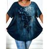 Creative Stripe Geometry 3D Printed Plus Size Short Sleeved T-shirt Fashionable Comfortable Soft Breathable Large Loose Women's Round Neck T-shirt