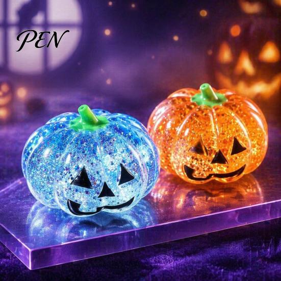 Tension Relieving Squeeze Toy Halloween Glitter Pumpkin Stress Ball, Head for Focus Improvement Sensory Tools Relief, Creepy Fidget Party Favors TPR