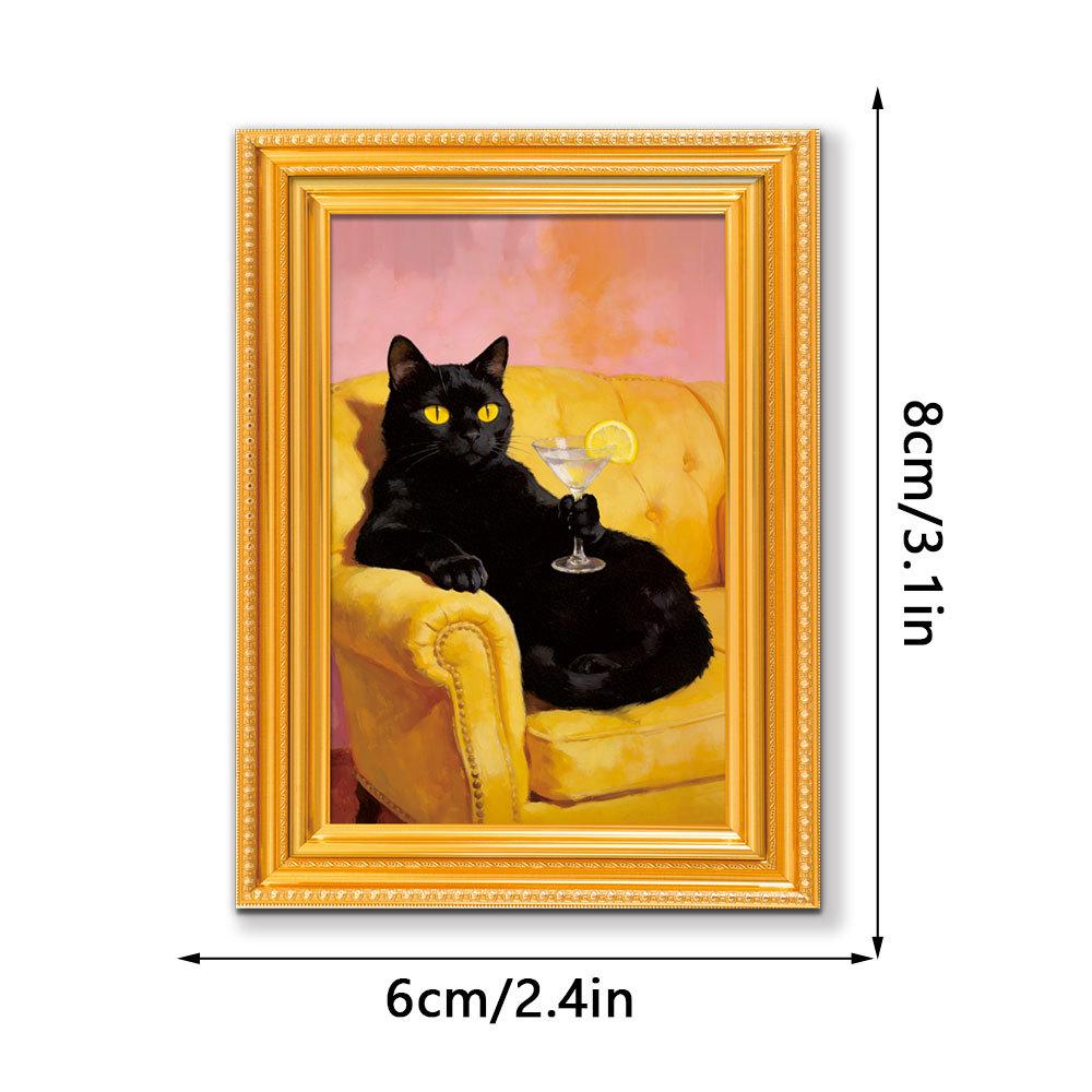 Quirky Black Cat 3D Wooden Photo Frame Magnet Decor