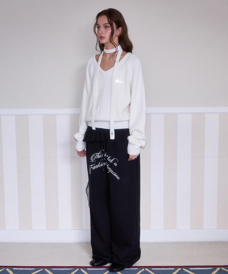 ROSEFRANTZ Tie & Vneck Knit [Ivory]