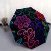1pc Floral Pattern Automatic Umbrella - Stylish, Durable, with 8-Rib Manual Open Design, Elegant Black Handleyy250920152