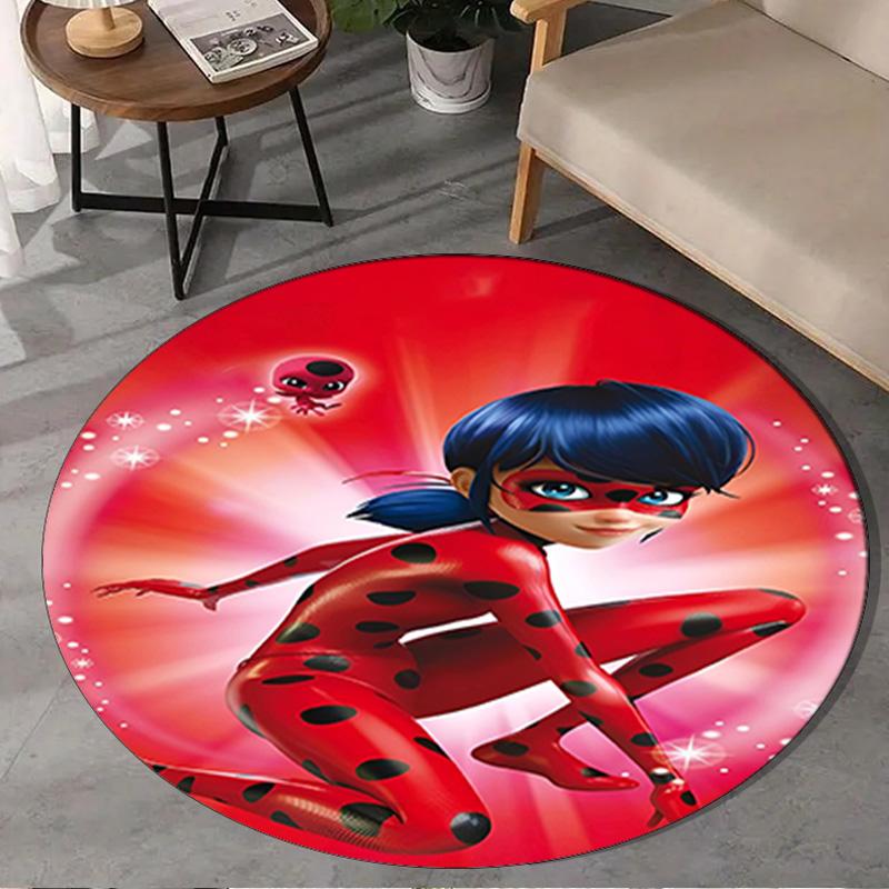 1PC Miraculous Adventures Round Rug, Non-slip Chair Mat, Home Decor, Circle Carpet Perfect for Office, Bedroom, Living Room,Christmas Gift