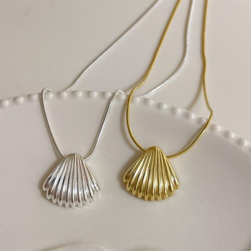 Simple Metal Shells Pendant Necklace Earrings Sweet Cool Collar Necklace Choker Neck Chain Y2K Earrings Fashion Jewelry
