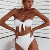 2023 Europees & Amerikaans Hoge Taille Geribbeld Bandeau Bikini Set