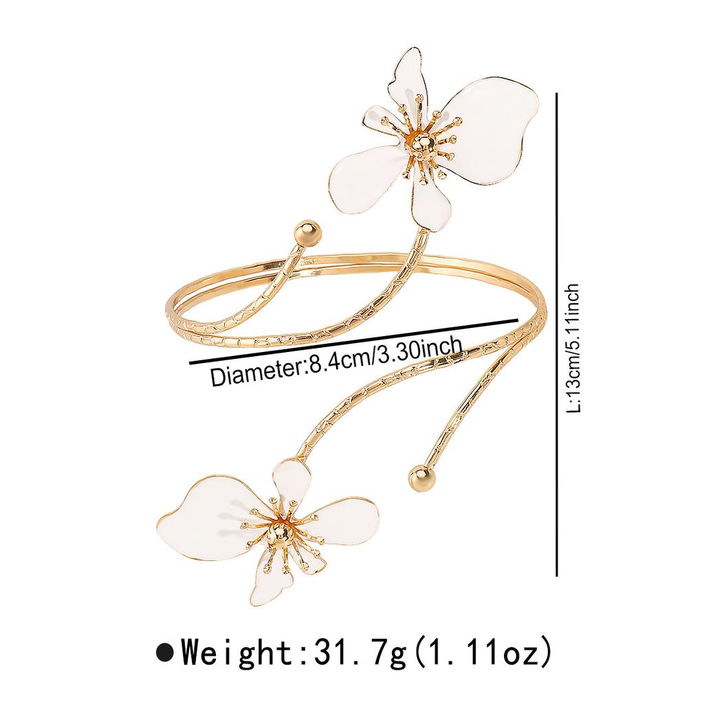 B1111 Sweet and fresh double-headed enamel glazed flower armband, elegant and stylish line ring open arm bracelet