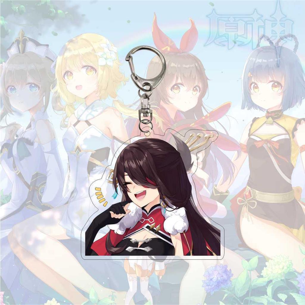 Cartoon Anime Genshin Impact Keychain Acrylic Double Sided Transparent Key Chain Ring Keyring Accessories Jewelry For Fans Gifts
