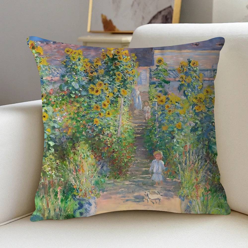 Claude Monet Classic Art Collection Cat Cushion Cover 30x50 Polyester Sofa Cushions Decorative Pillows Decoration Pillowcover