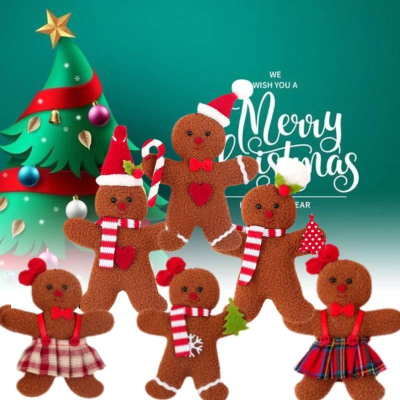 Man Gingerbread Christmas Pendant Necktie Bowknot Xmas Decoration Prop Festival