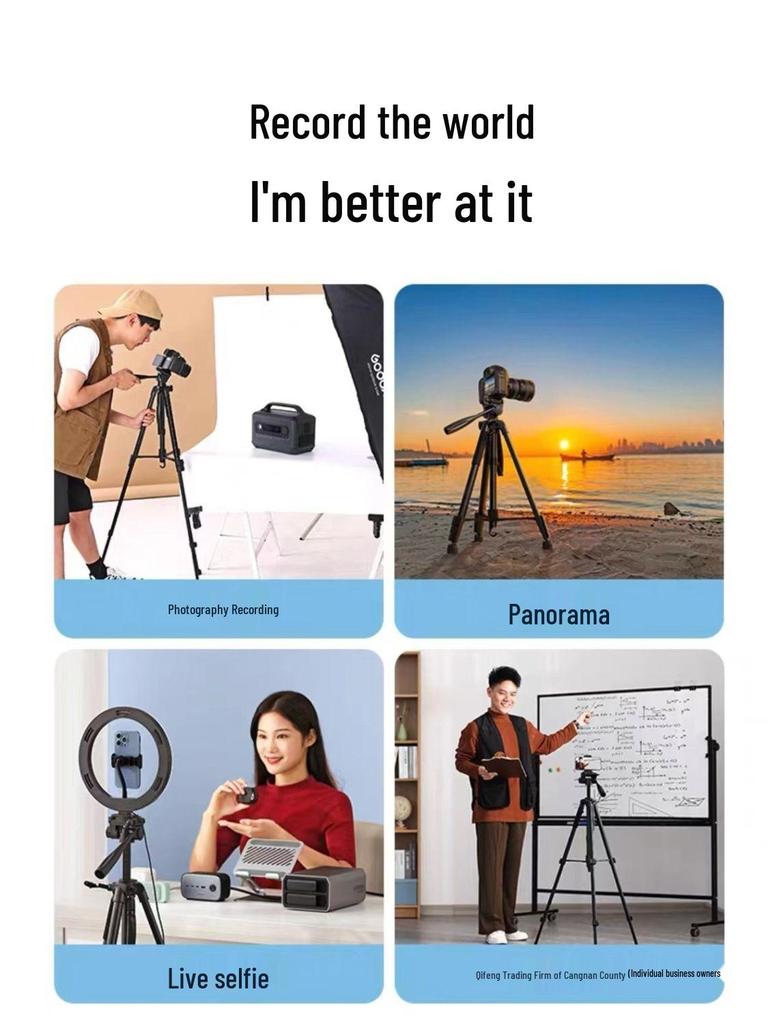 Phone & Camera Tripod Stand with Fill Light and Stabilizer for Live Streaming & Outdoor Videos