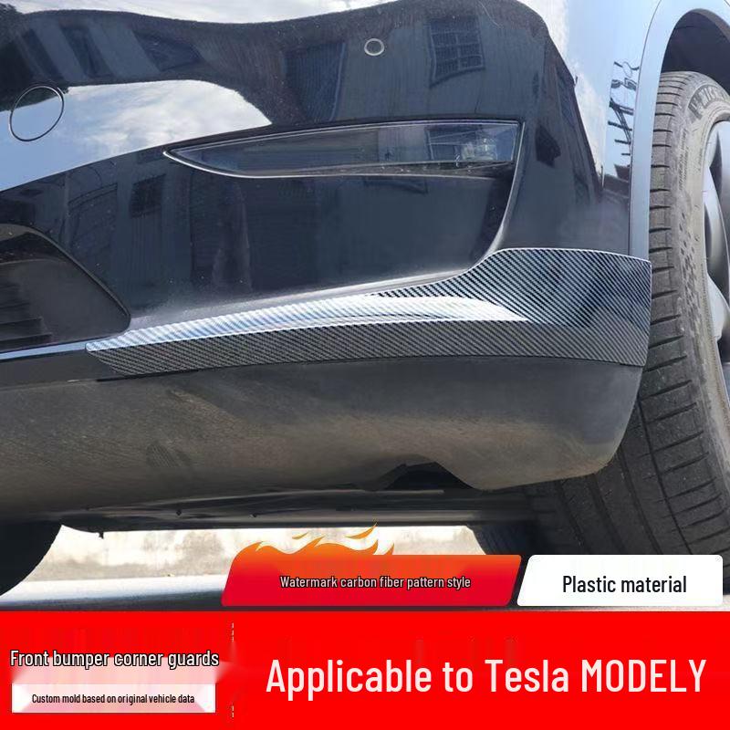 Tesla Model Y Front Lip & Splitter, No-Drill Bumper, Corner Protectors, Anti-Collision Strips, Front Surround Upgrade