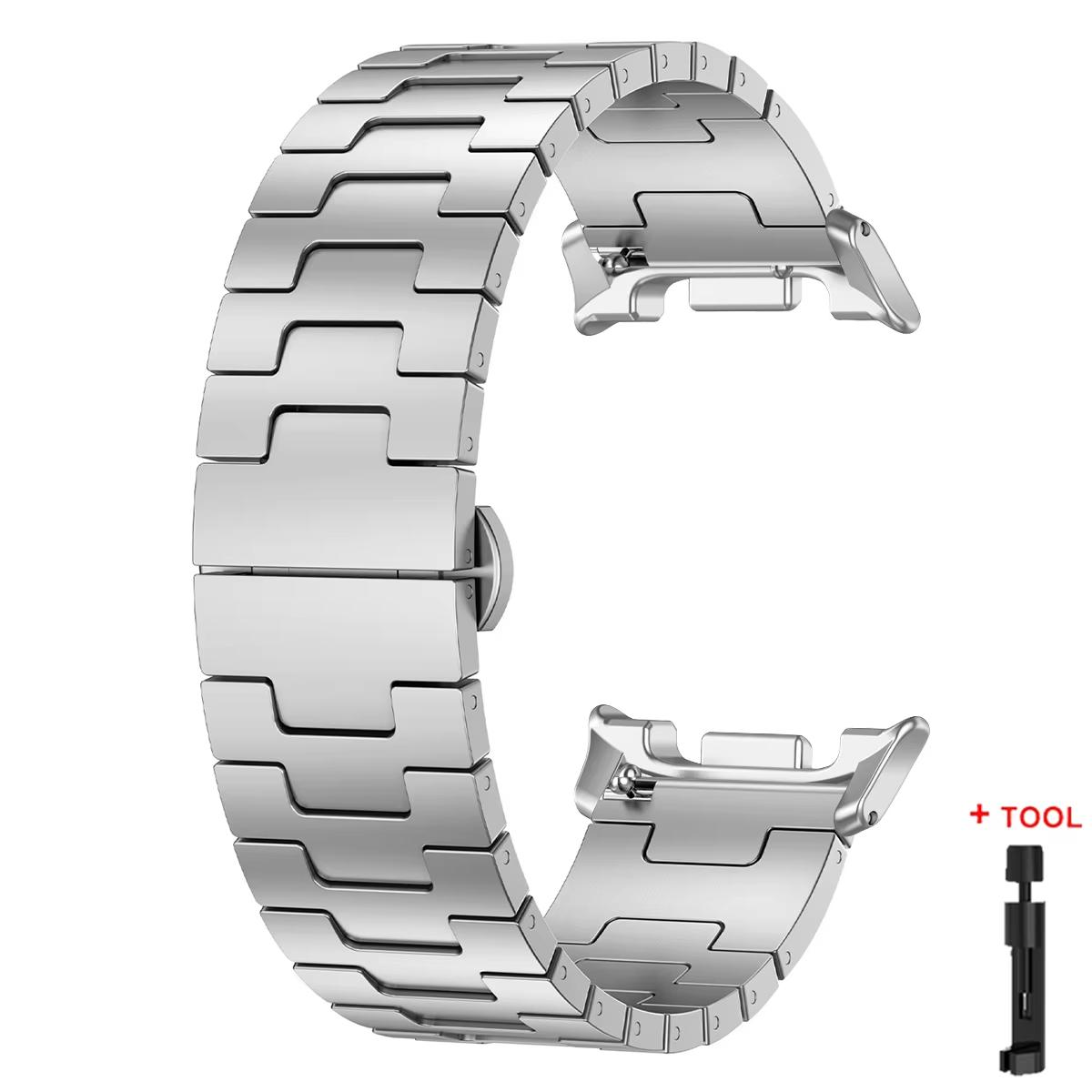 Titanium Watchband for Samsung Galaxy Watch 8 Classic 46mm 8 40mm 44mm Luxury Metal Strap for Galaxy Watch Ultra 2025 2024 47mm Galaxy 8Classic 46mm серебряный