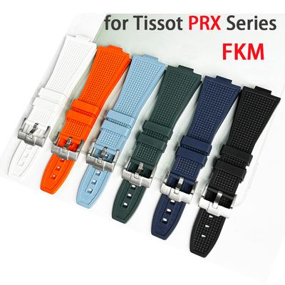 FKM-Armband für Tissot PRX Serie T137.407/T137.410 Super Player 40mm Konvexes Fluorkautschuk Schnellwechsel-Uhrenarmband 12mm