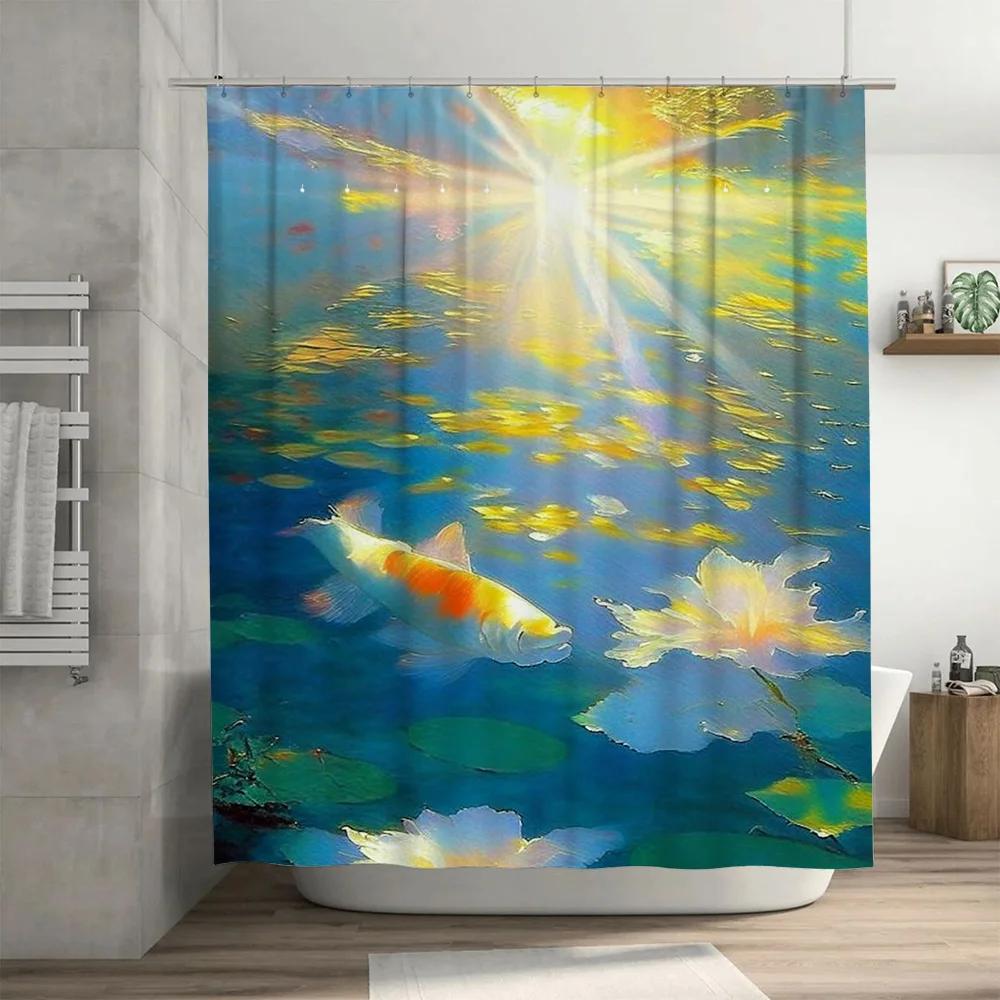 

Colorful Fish Bath Shower Curtain Waterproof Fabric Decorative Home Decoration W60H190(CM)-1 Pcs