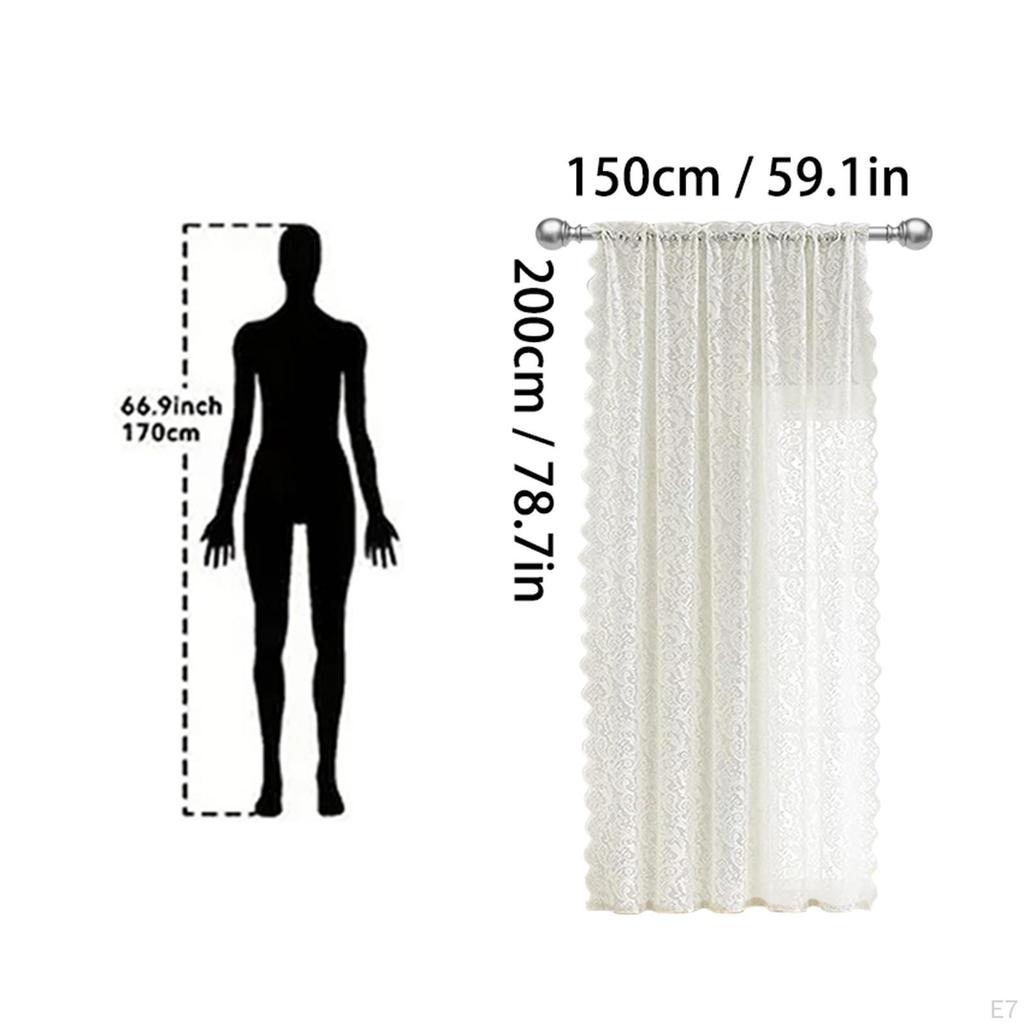 Curtain Floral Patterned Vintage Drapery Voile Rod Pocket for Balcony Office Study Room