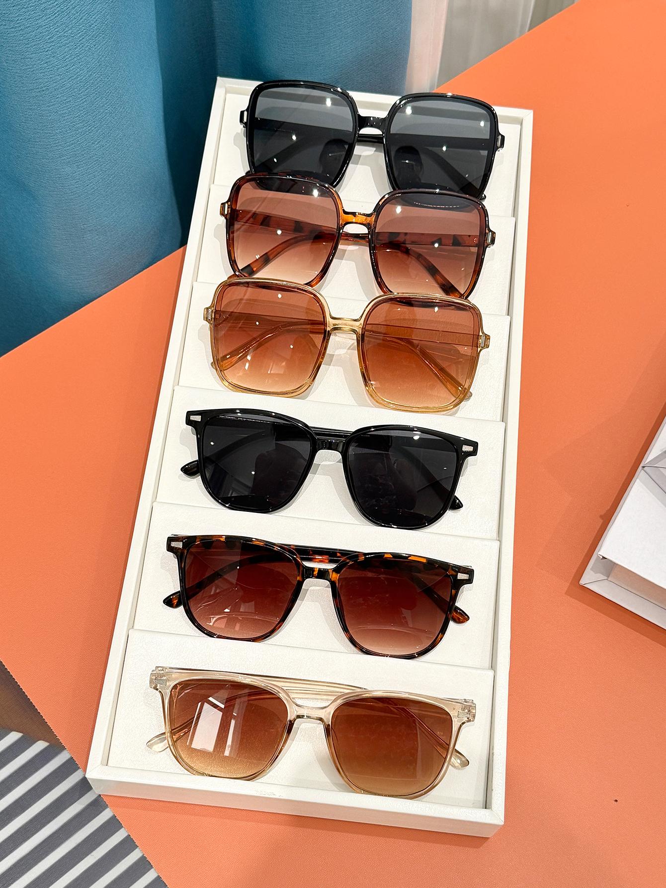 

6Pcs Fashionable Mixed Frame Glasses Set with Rice Nail Decoration Trendyy Classic Square Frame Glasses Perfect for Daily Wear