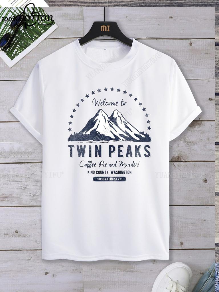 Leisure Classic Film TWIN PEAKS Printed Cotton T-shirt Top Unisex Short Sleeve Short-sleev O-neck Streetwear S-6XL