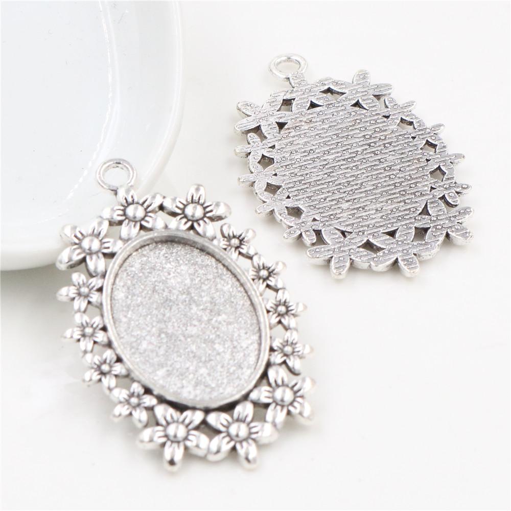 10 Stück 18x25mm Innenmaß Ovaler Anhänger Cabochon Leere Basis Fassung Fassungsschale DIY Halskette Schmuckherstellung Zubehör Fundstücke