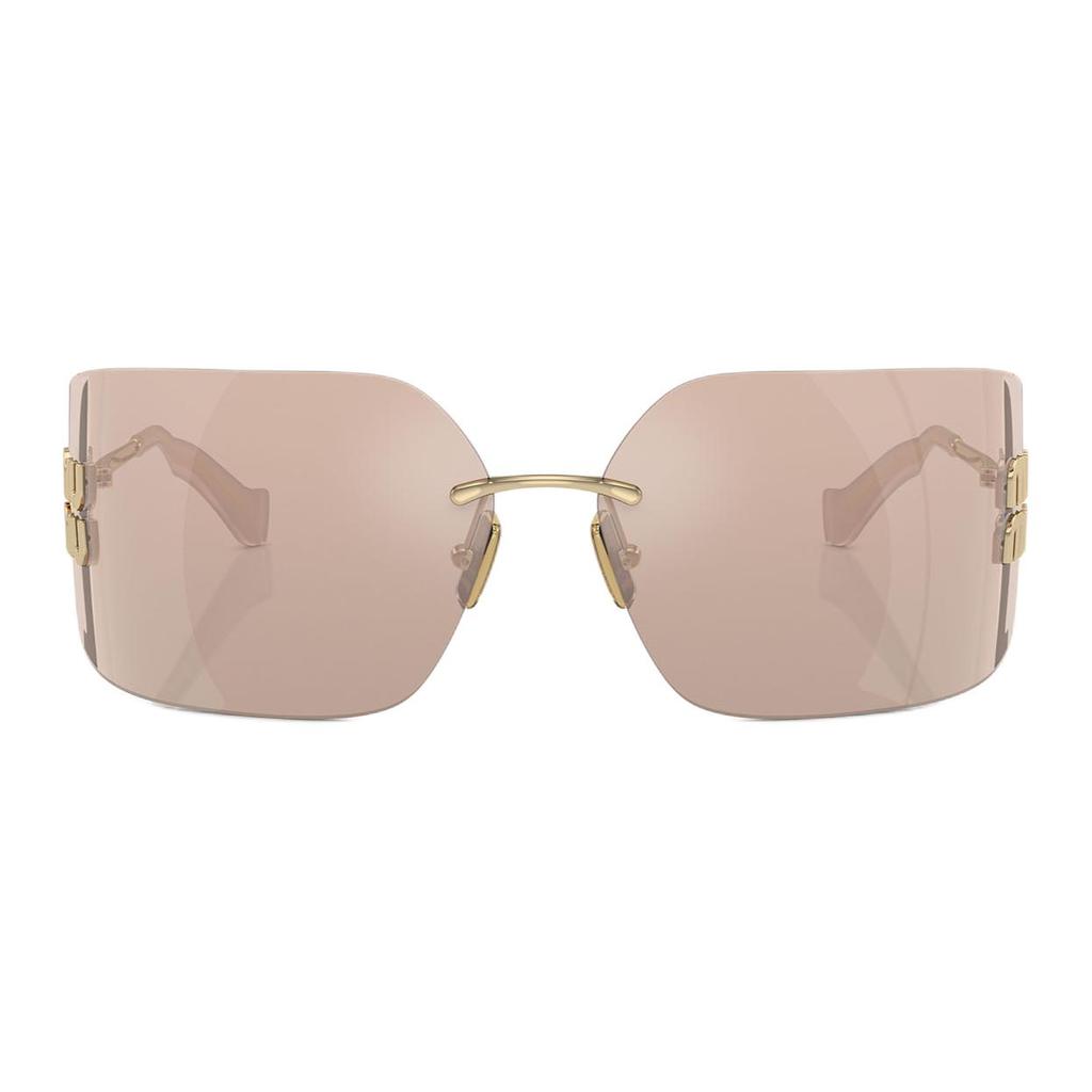 MIU MIU Gafas de sol de metal con logo de forma irregular para mujer, gafas de sol doradas MU54YSZVN20F