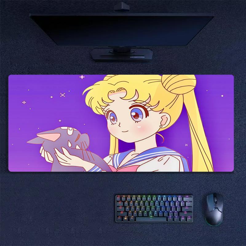 Cuscino con Stampa Sailor Moon Antiscivolo Tappetino Grande Mousepad per Laptop/Tablet XXL Tappetino per Mini PC con Bordo Bloccato