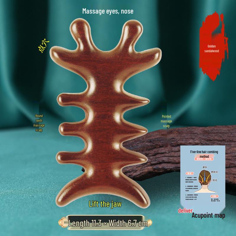 

Upgrade: Multi-Functional Sandalwood Massage Comb & Gua Sha Tool for Scalp, Face, Eye, and Meridian Therapy.