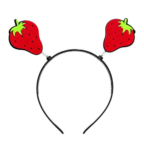 Kid Headband Spring Design Fruit-Decorated Headband Anti-Slip Tooth Design Stable Fit Hair Hoop Children Day Performance Hair Accessory A