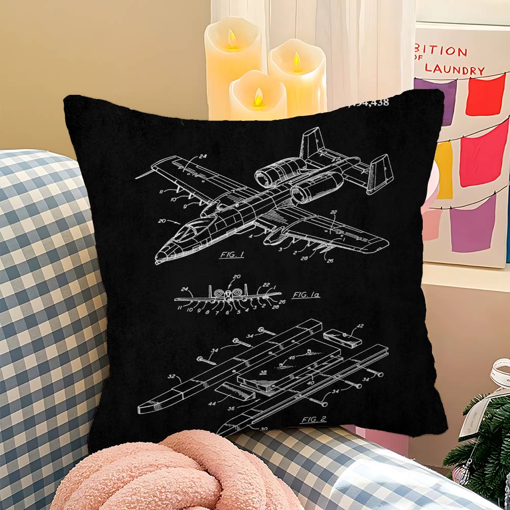 Aircraft Patent Personalized Pillow Cover Kids Bedroom Wild Party Decor Pillowcase Kid Birthday Shower Gift