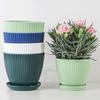 Plastic Planter Pot with Self-Watering Saucer and Drainage Holes Round Flower Pot for Indoor Outdoor Garden Plants and Flowers