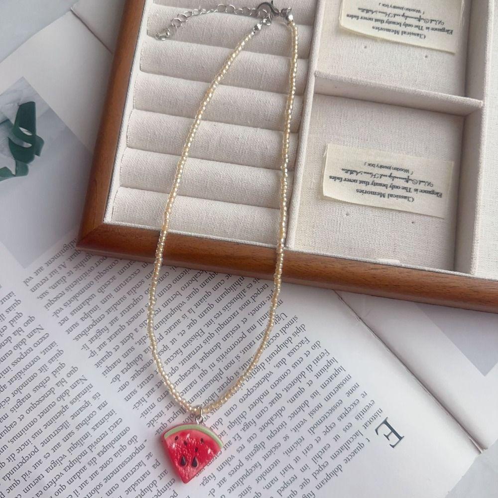 Handmade Fruit Pendant Necklace Bohemian Summer Necklace Cute Handmade Fruit Jewelry  Summer Wear