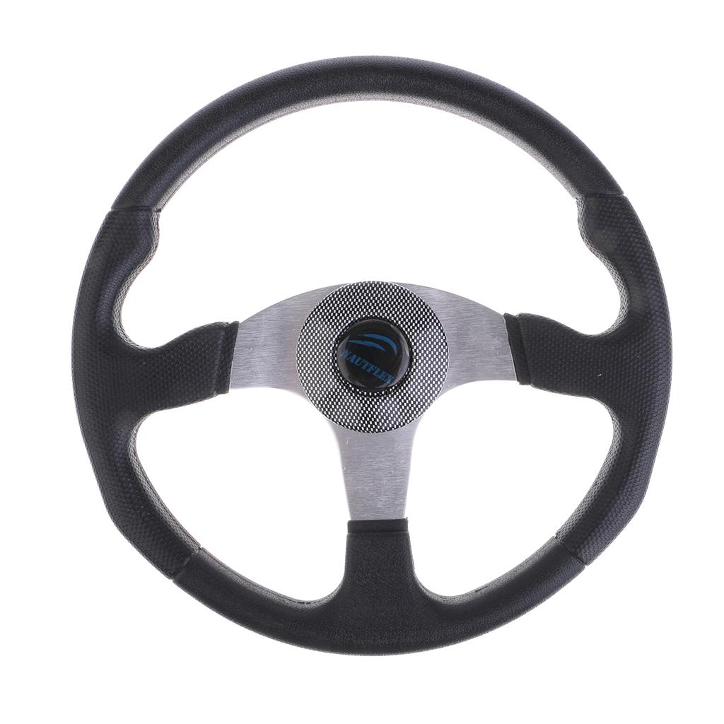 3 Spoke Marine Boat Steering Wheel with Center Cap Fits 3/4' 19mm Tapered Shaft 320/340mm Steering Wheel for Boat Vessels Yacht