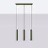 Lampa Wisząca Nowoczesna Zielona Oliwkowa Listwa Trzy Tuby 30 Cm Do Jadalni Kuchni Nad Wyspę 3Xgu10 10W Lagos Sollux Lighting
