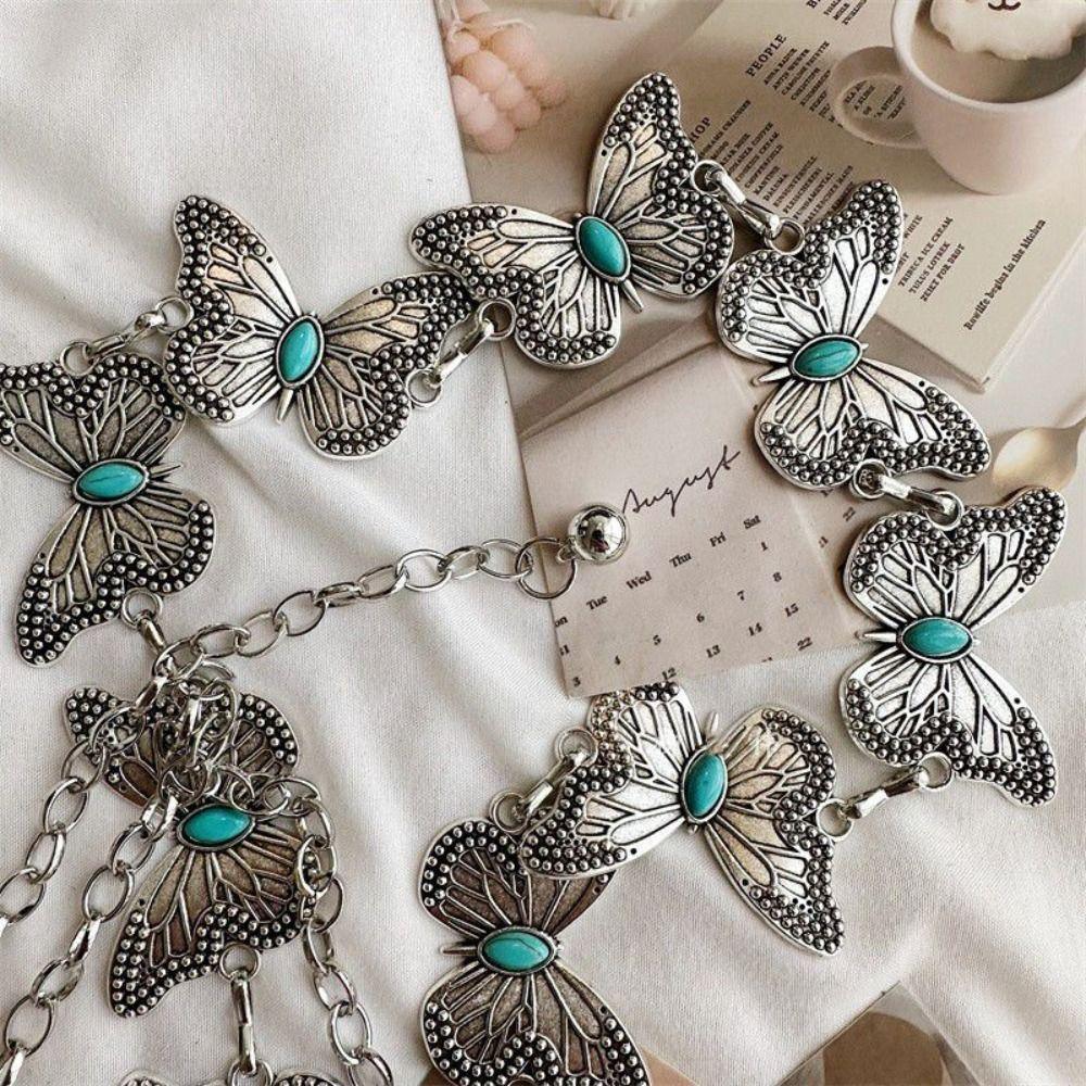Vintage Bohemian Waist Belt Metal Beach Body Chain Unique Turquoise Waist Chain  Women