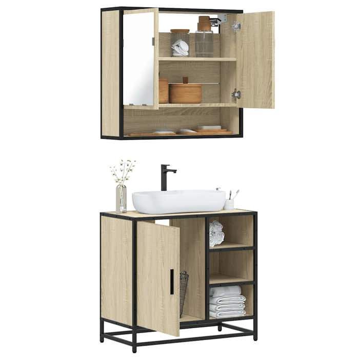 VidaXL Bathroom Furniture Set 2 Pcs Sonoma Oak, Storage Cabinet, Bathroom Cabinet, Vanity Unit 3300936
