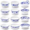 Blue & White Melamine Porcelain-Style Bowl: Small Durable Plastic Bowl for Soup, Porridge, Rice In Restaurants and Hotels
