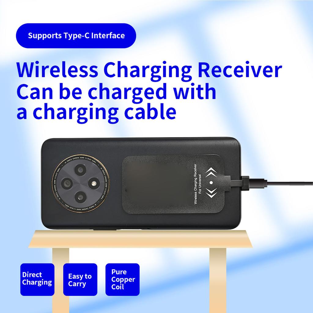 Kabelloser Ladeempfänger-Adapter Passend für Samsung Galaxy Telefon USB Typ-C Telefone Dünnes Kabelloses Ladegerät Empfängermodul