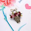 Elegant Rhinestone Flower Basket Brooches For Women Men Vintage Classic Hollow Bowknot Basket Floral Pins Wedding Party Jewelry
