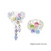 Anillos Florales de Cristal Ajustables de 2 Piezas Borlas de Dopamina Anillos de Dedo de Flor Joyería