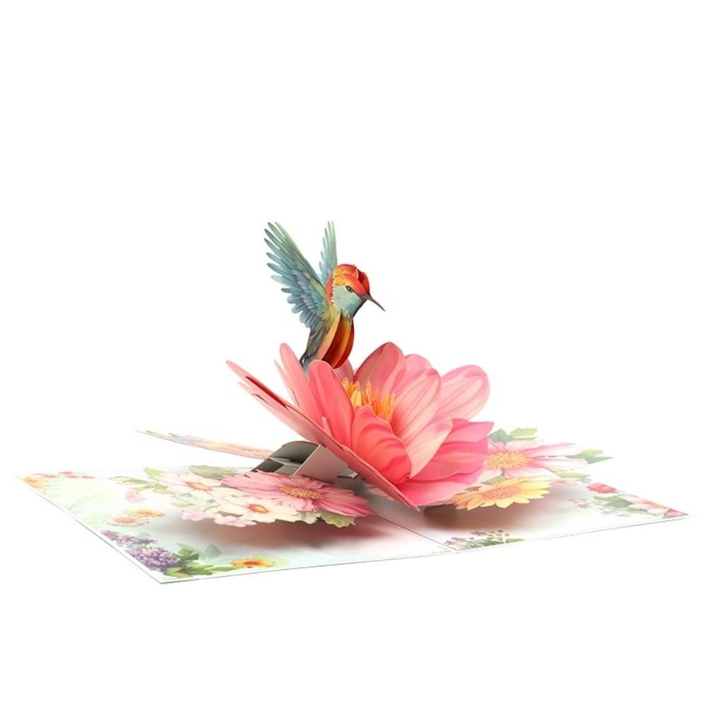 3D Hummingbird Pop Up Birthday Cards Nature Theme 20*15cm Hummingbird Pop Up Card 3D Flower Greeting Card Anniversary
